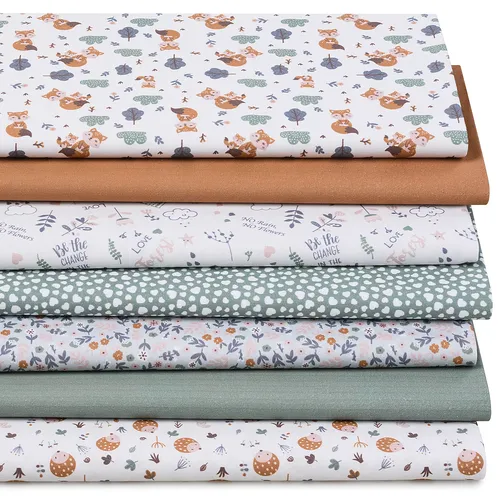Patchwork- und Quiltpaket Fuchs & Igel, jade/haselnuss/rosé