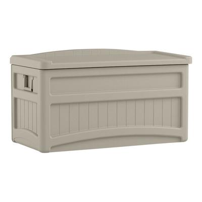 Suncast 73 Gallon Light Taupe Resin Outdoor Storage Deck Box with Wheels DB7500