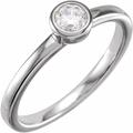 14ct White Gold Lab Created Diamond Round 4mm Polished 0.25 Weight Carat Lab grown Diamond Bezel set Ring Jewelry Gifts for Women