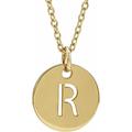 14ct Yellow Gold Letter Name Personalized Monogram Initial R 10mm 16 Polished Initial Disc Necklace Jewelry Gifts for Women - 46 Centimeters