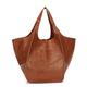 Oversized Tote Bag for Women Pu Leather Tote Bag with Magnetic Closure Hobo Handbag Bucket Bag, Brown, L