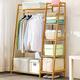 Bamboo Clothes Garment Hanging Rack,Portable Laundry Cloest Organizer,Wood Coat Racks Free Standing,with 7 Storage Shelves,for Entryway Office Shop Laundry ( Color : Wood Color , Size : 80*40*140cm )