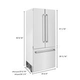 "ZLINE 36"" 19.6 cu. ft. Built-In 3-Door French Door Refrigerator with Internal Water and Ice Dispenser in Fingerprint Resistant Stainless Steel - Zline Kitchen and Bath RBIV-SN-36"