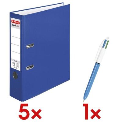 Herlitz 5x Ordner »maX.file protect« breit inkl. 4-Farb-Kugelschreiber »4 Colours« blau, 8x31.8x28.5 cm Image