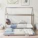 Twin Size Metal House Platform Bed with Trundle, Steel Bedframe