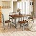 Farmhouse 6 Piece Wooden Dining Set, Kitchen Rectangular Dining Table Sets, 4 Dining Chairs and Bench, Living Room, Dining Room