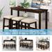 4-Pieces Wooden Counter Height Rustic Bar Dining Set, with Socket Bar Dining Table and Three Fabric Padded Stools