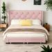 Classic Queen Size Storage Bed Linen Solid MDF Upholstered Platform Bed with Two Drawers For Home