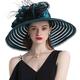 FGHSD Women's Church Dress Cloche Hat Bowknot Wedding Bucket Bowler Sun Hat Flat Top Caps (Dark blue)