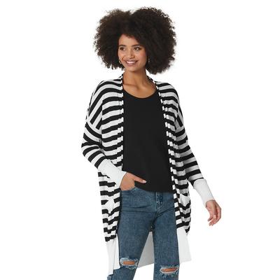 Masseys Favorite Sweater Cardigan (Size 3X) White-Black/Stripe, Viscose,Nylon