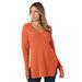 Masseys Favorite V-Neck Sweater (Size 5X) Pumpkin Orange, Polyester,Nylon,Wool