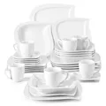 MALAC.co.jp-Service de vaisselle en porcelaine blanche 30 pièces avec 6 * queplate assiette à