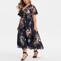 Robes Boho grande taille pour femmes robes imprimées florales col en V décontracté manches