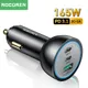 Rocoren 165W Car Charger PD 3.1 140W Quick Charge QC 5.0 USB Type C Car Phone Charger For MacBook