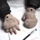 Plush Thickened Warm Baby Gloves Children Pupil Student Winter Mittens Coral Fleece Flip Full Finger