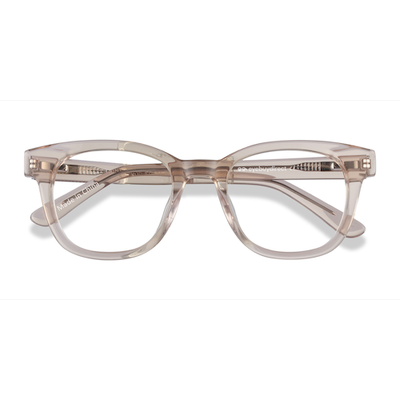 Unisex s square Champagne Acetate Prescription eyeglasses - Eyebuydirect s Lighthouse
