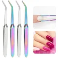 Multifunction Stainless Steel Nail Art Shaping Tweezers Cross Nail Clip Manicure Tools Curve