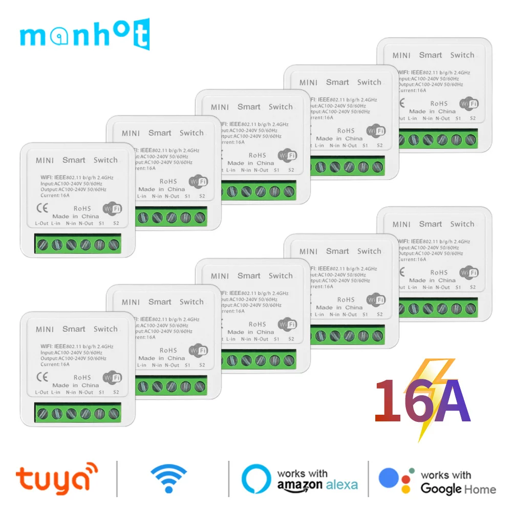 Tuya Mini Wifi Smart Switch Modul Unterstützung 2-wege Steuerung Smart Home DIY Schalter Smart Leben APP Alexa Google Hause Sprachsteuerung Image
