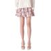 Floral Tiered Linen Blend Miniskirt