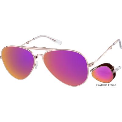 Zenni Aviator Rx Sunglasses Rose Gold Stainless Steel Full Rim Frame