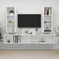 Susany Wall-mounted TV Cabinets, TV Stands, HiFi Cabinets, Stereo Cabinets, Modern Display Units Floating Design, Living Room Set, 4 pcs High Gloss White Chipboard