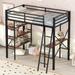 Twin Size Loft Bed with Ladder & Safety Guardrail, High Metal Loft Bed with Desk & Shelves for Kids Teens Adults Bedroom Dorm