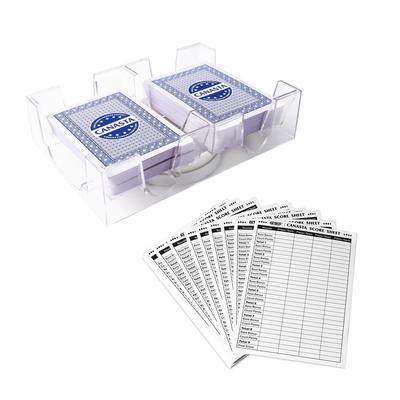 GSE™ Canasta Cards Game Set with 2-Deck Blue Canasta Cards with Point Values, a Revolving Card Holder/Tray & 50 Score Pads