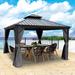 Kozyard Alexander Hardtop Aluminum Gazebo with Mosquito Net and Privacy Curtain