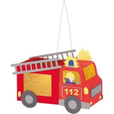 buttinette Bastel-Set Laterne Feuerwehrauto – Vorlagen bereits vorgedruckt