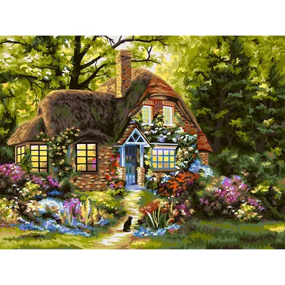 Malen nach Zahlen auf Leinwand Feenhaus, 40 x 50 cm Image