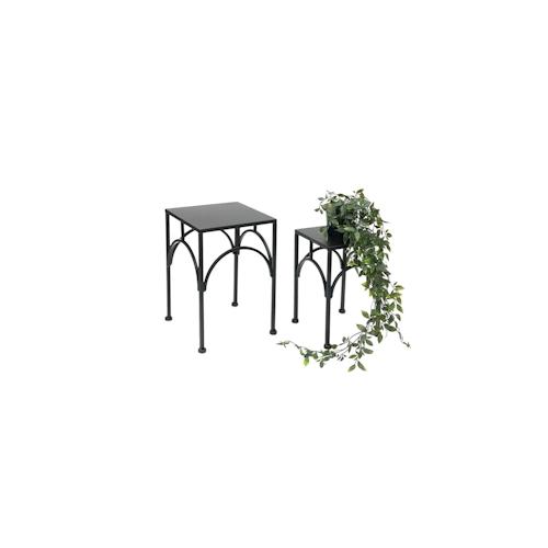 DanDiBo Blumenhocker Metall Schwarz Eckig Blumenständer Beistelltisch 96449 2er Set Pflanzenständer Blumensäule Modern Pflanzenhocker