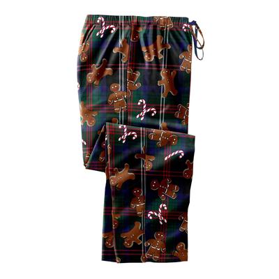 Men's Big & Tall Novelty Print Flannel Pajama pants by KingSize in Gingerbread Man Plaid (Size 5XL) Pajama Bottoms