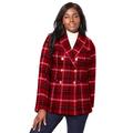 Plus Size Women's Double Breasted Wool Blazer by Jessica London in Rich Burgundy Shadow Plaid (Size 22 W) Jacket