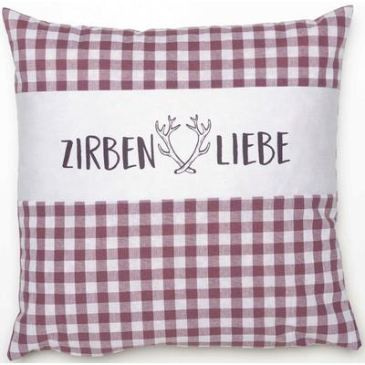 Zirbenkissen HERBALIND "als Geschenk 30x30 in malve Dekokissen Zirbenliebe mit Reißverschluss", bunt, B:30cm H:7cm L:30cm, Bezug: 100% Baumwolle, Funktionskissen, 100% Zirbenholzflocken und Baumwolle Handmade in Germany Image
