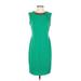 Calvin Klein Casual Dress - Sheath High Neck Sleeveless: Green Solid Dresses - Women's Size 4