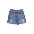 J.Crew Denim Shorts: Blue Solid Bottoms - Women's Size 24 - Distressed Wash