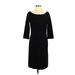 Eileen Fisher Casual Dress - Sheath Boatneck 3/4 sleeves: Black Print Dresses - Women's Size Small