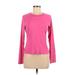 Old Navy Long Sleeve T-Shirt: Pink Solid Tops - Women's Size Large