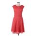 Signature by Robbie Bee Casual Dress - A-Line: Red Tweed Dresses - Women's Size 6