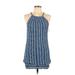 INC International Concepts Casual Dress - Shift Halter Sleeveless: Blue Print Dresses - Women's Size Large