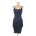 Topshop Casual Dress - Bodycon Scoop Neck Sleeveless: Blue Print Dresses - Women's Size 6