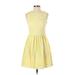 French Connection Casual Dress - A-Line Crew Neck Sleeveless: Yellow Dresses - Women's Size 4