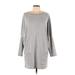 Casual Dress - Sweater Dress: Gray Marled Dresses - Women's Size Large