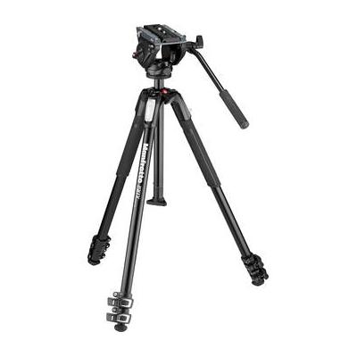 Manfrotto Used MT190X3 3-Section Aluminum Tripod with MVH500AH Fluid Head Hybrid Video Kit MVK500190X3