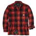 Carhartt Men's Relaxed Fit Flannel Sherpa Lined Shirt Jacket (Size XXL) Red Ochre/Black, Cotton
