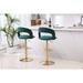 Set of 2 Modern Barstools, Swivel Velvet Bar Stools, Adjustable Tufted Pub Chairs with Nailhead Trim, Footrest and Low Back