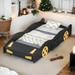 Twin Size Race Car-Shaped Platform Bed with Wheels Magic Funny and Storage For Kids