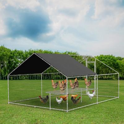 Outdoor Farm Large Metal Walk-in Chicken Coop w/Cover - 9.8' W x 13.1' D x 6.6' H