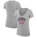 Women's G-III 4Her by Carl Banks Heather Gray Atlanta Braves Filigree Team V-Neck Fitted T-Shirt