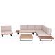 Mendler Garten-Garnitur mit Sessel HWC-H54, Lounge-Set Sofa, Spun Poly Akazie Holz MVG Aluminium ~ hellbraun, Polster beige